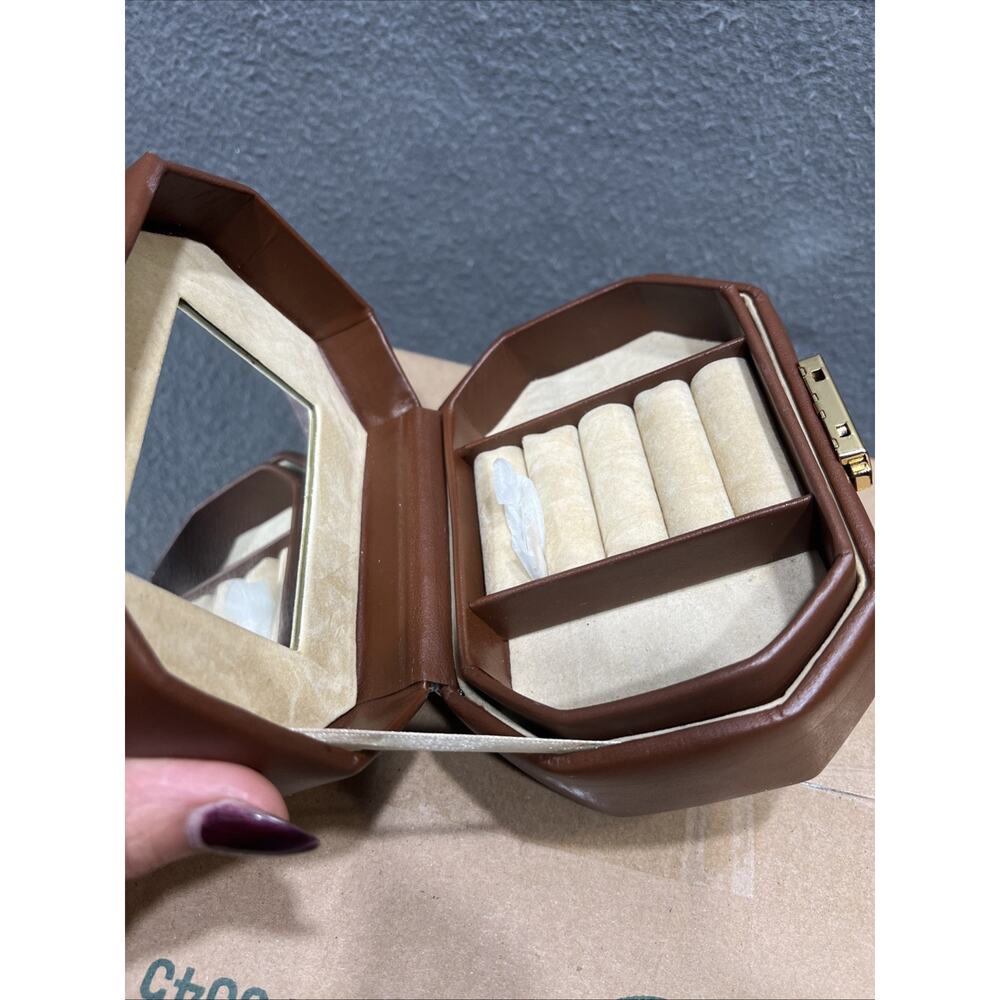 Euro Classic’s Eurobond Leather Jewelry Box Travel Case Brown With Key (READ) - Picture 10 of 14
